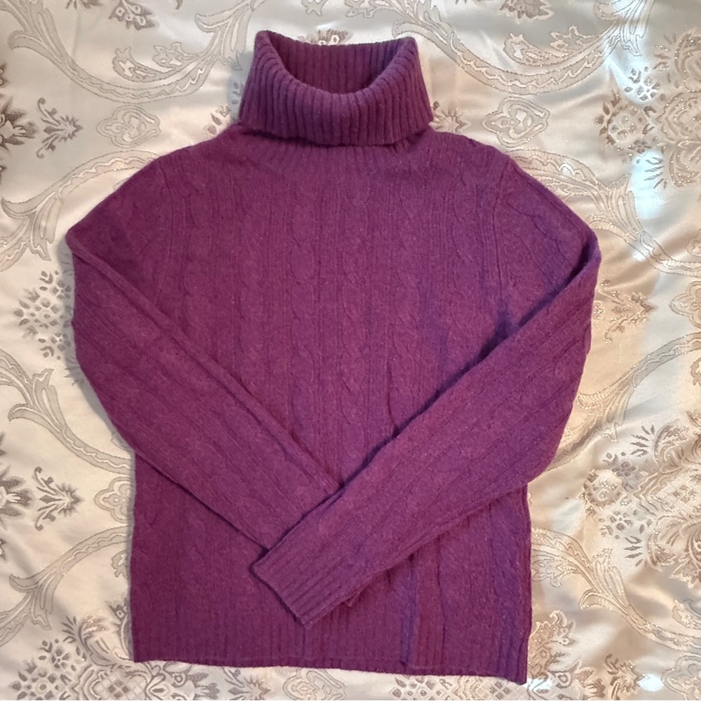 Evelyn‎ Grace 100% Cashmere Turtleneck Sweater Women’s XS Purple